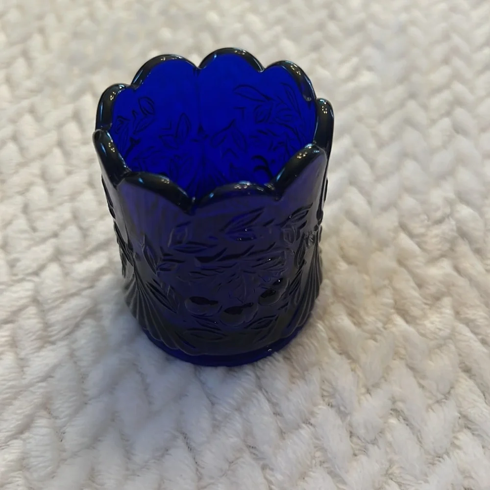 Vintage Westmoreland Elegant Cobalt Blue Toothpick Holder Vase Mid Century